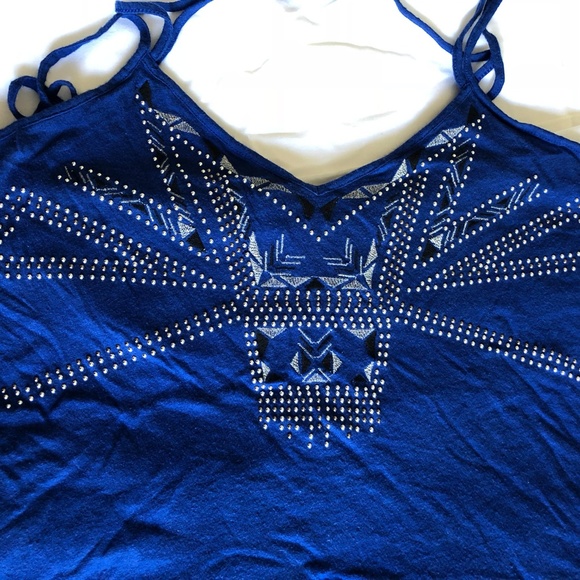 Express blue boho strappy tank studded design - Picture 1 of 5